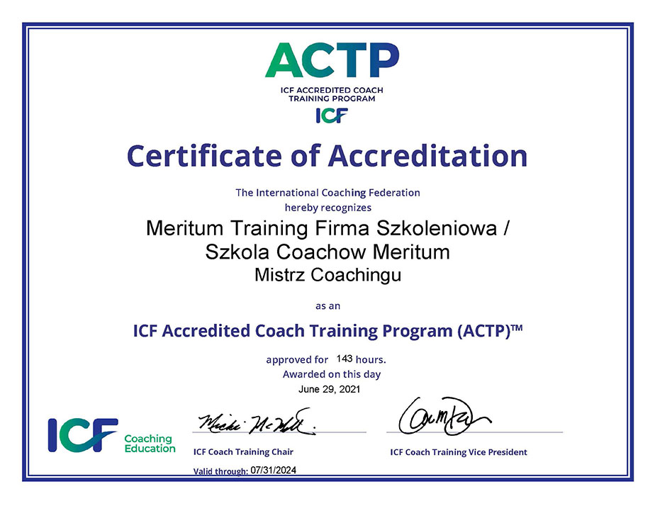 Mistrz coachingu ACTP ICF